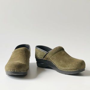 Dansko Olive Suede Clogs